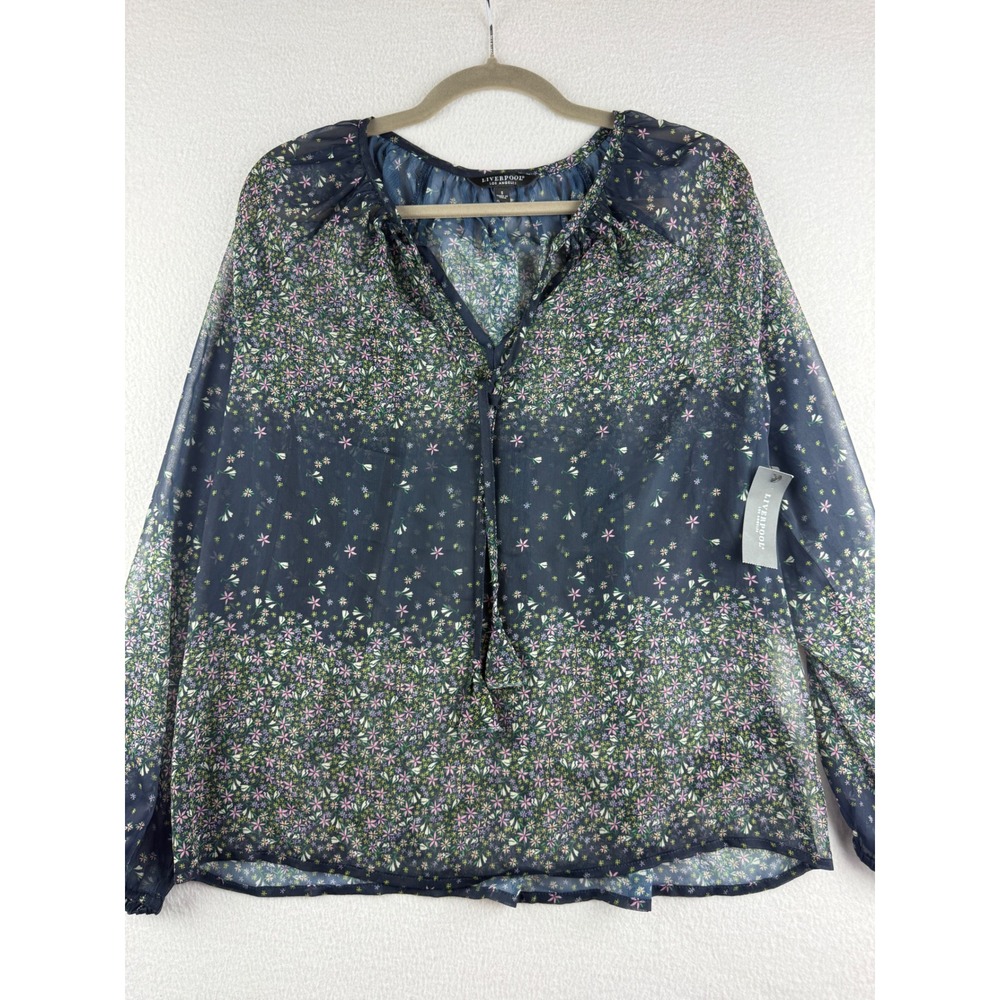 Liverpool Los Angeles Midnight Garden Floral Chiffon Blouse Navy‎ LM8262H64P49 S